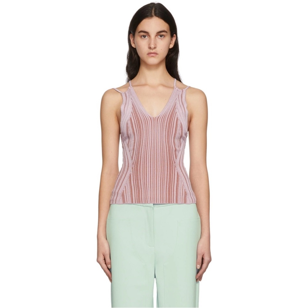 NWOT Paris Georgia Criss Cross Camisole in Violet with Rust Knit Strappy Ribbed